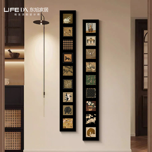 饰画高级感正对门窄长条走廊过道挂画 复古入户玄关装 2025新款 法式