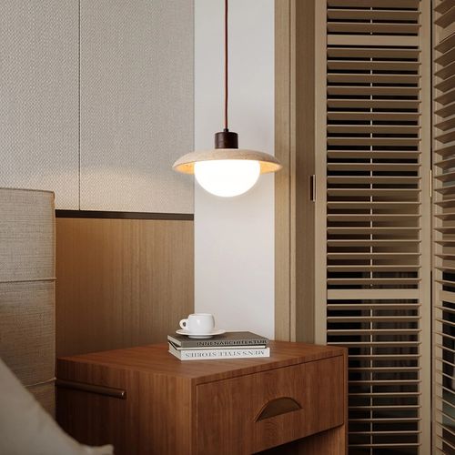 床头吊灯黄洞石极简长线客厅背景墙灯卧室侘寂风民宿卧室床头小灯