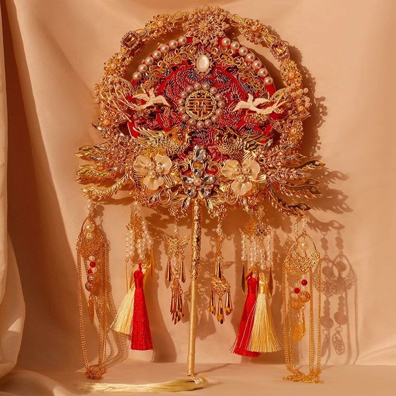 新娘结婚团扇双色扇子中式秀禾高级感婚礼双面喜扇手工材料包成品,家居饰品,工艺扇/团扇/喜扇/折扇,淘宝优惠券,粉丝福利购,淘宝优惠卷