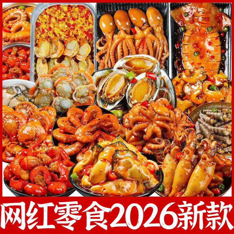 网红爆款2026新款海味零食大礼包整箱各种美食大全小包装夜宵荤食