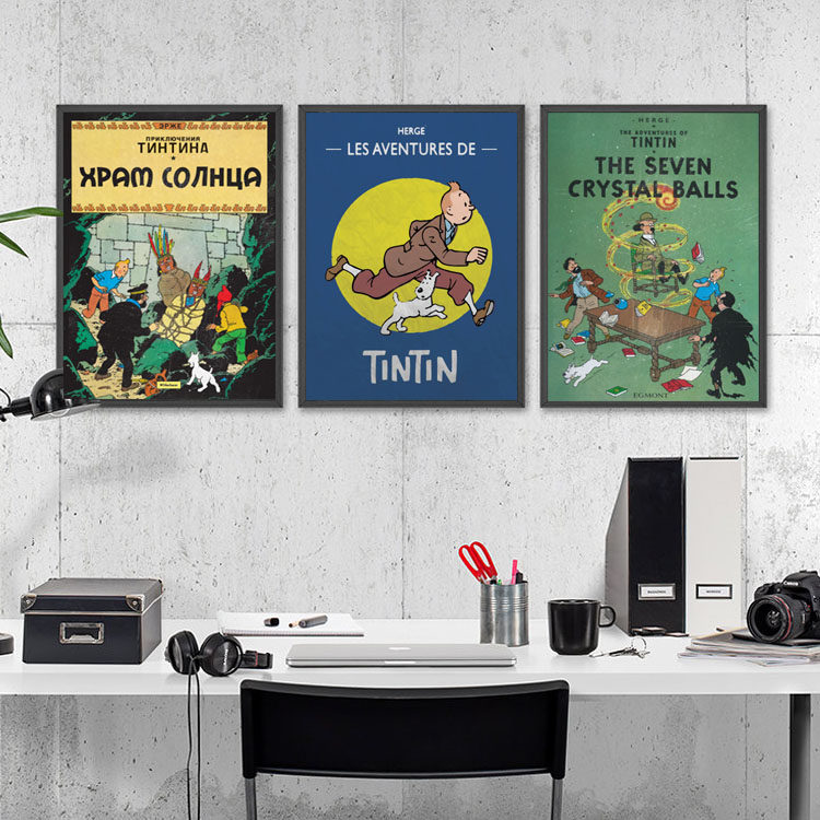 高端装饰有框挂画复古怀旧海报动画漫画墙壁个性丁丁历险记,家居饰品,现代装饰画,淘宝优惠券,粉丝福利购,淘宝优惠卷