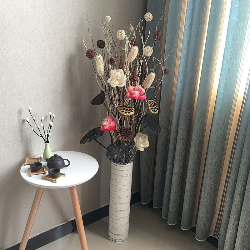 叶脉花客厅落地干花装饰干树枝玄关隔断橱窗天然龙柳干枝装饰摆件