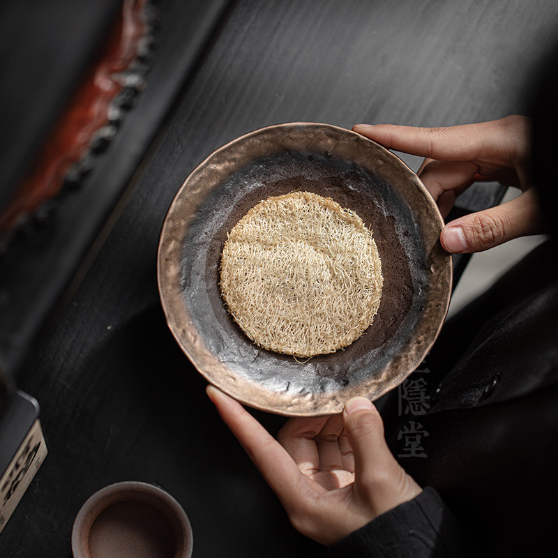 圭隐堂老岩泥手工鎏金粗陶壶承茶盘家用复古茶壶托盘茶托隔热杯垫,餐饮具,茶托,淘宝优惠券,粉丝福利购,淘宝优惠卷