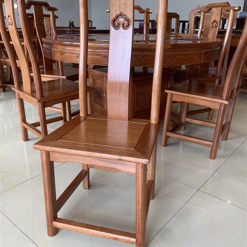 全实木金花梨木靠背中式菠萝格原木椅凳餐厅餐桌整装酒店明式椅子