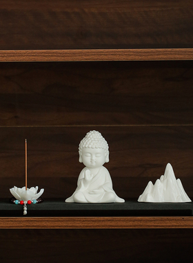 中式禅意白瓷如来佛像摆件创意茶宠线香插家居客厅桌面茶室装饰品
