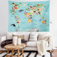 婴儿小孩房间卧室可爱动物地图挂布 饰布背景壁布 生日布置挂墙装