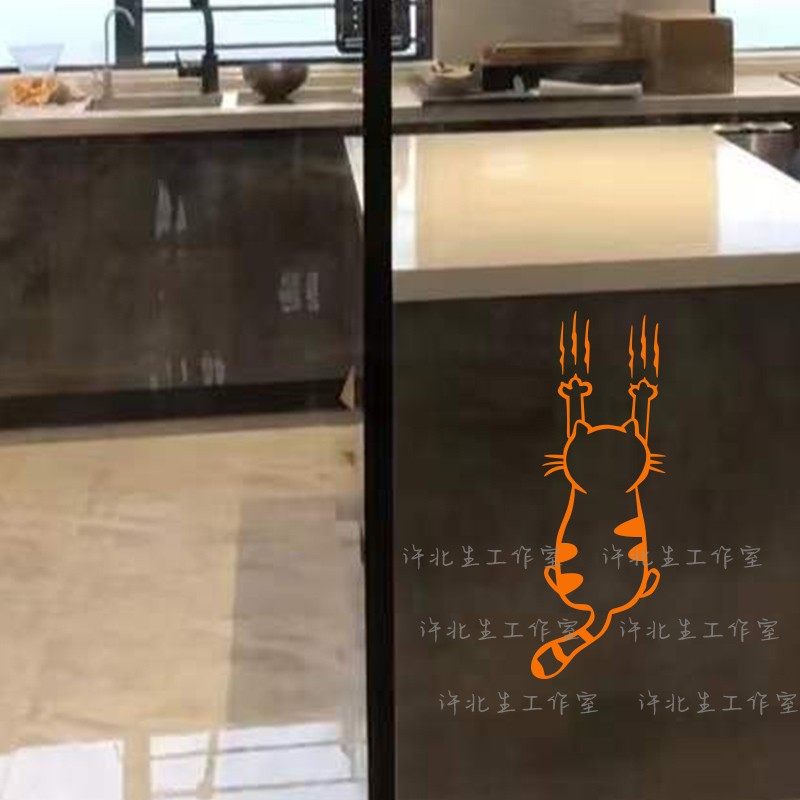 可爱的攀爬小猫卡通贴纸 店铺玻璃门装饰防撞贴 家居柜门窗户贴画,家居饰品,软装墙贴,淘宝优惠券,粉丝福利购,淘宝优惠卷