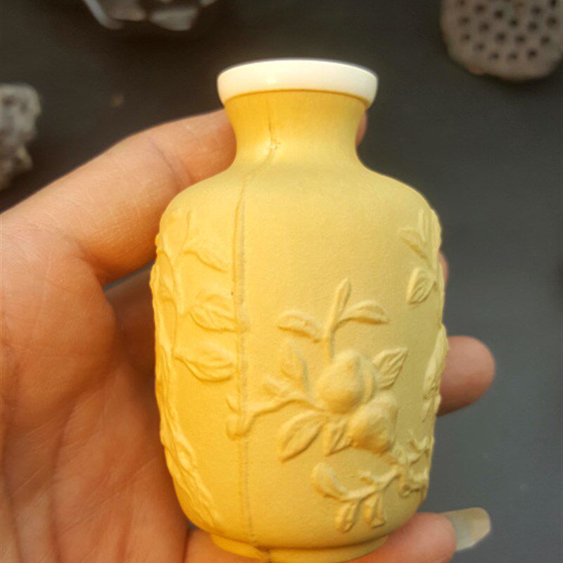 丰一阁精品猛犸圈口花模喜上眉梢圆瓶鼻烟壶瓶摆件葫芦匏器手把件