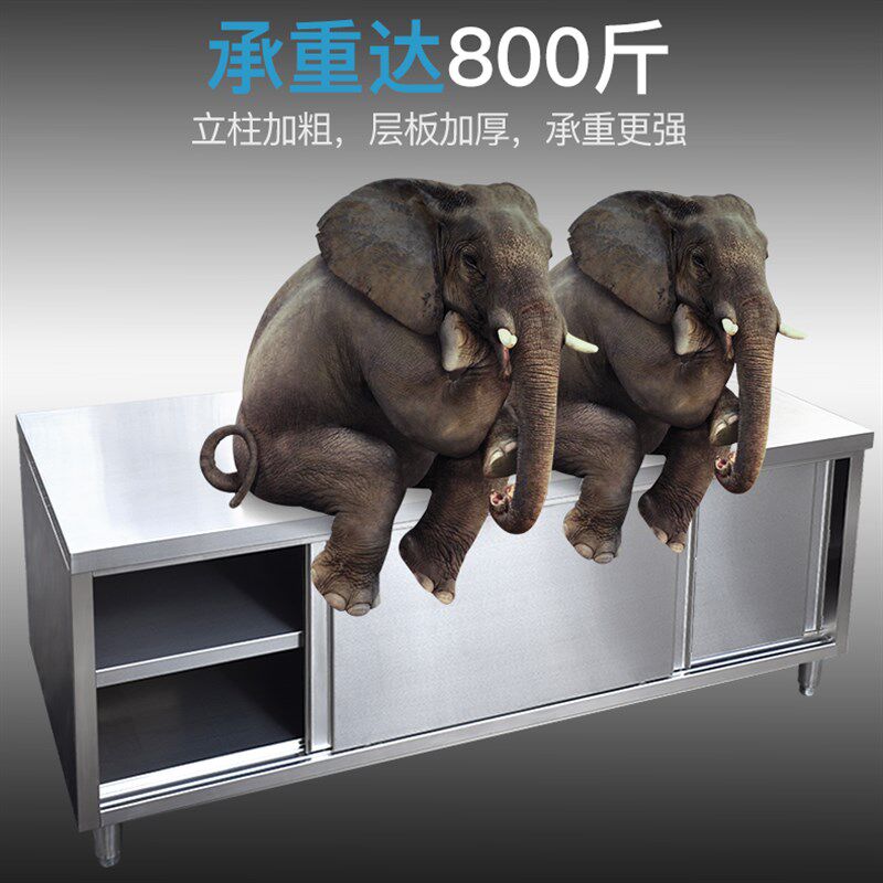 不锈钢工作台商用厨房操作台餐厅打荷台拉门储物柜切菜台面案板柜