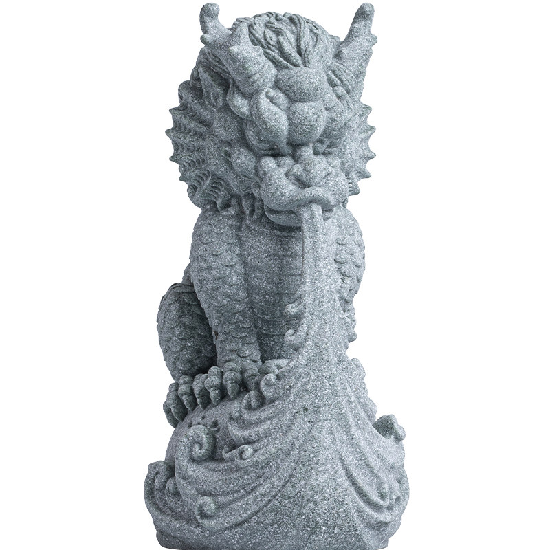 青砂石国潮风吸水兽创意家居客厅玄关工艺装饰品水族鱼缸造景摆件