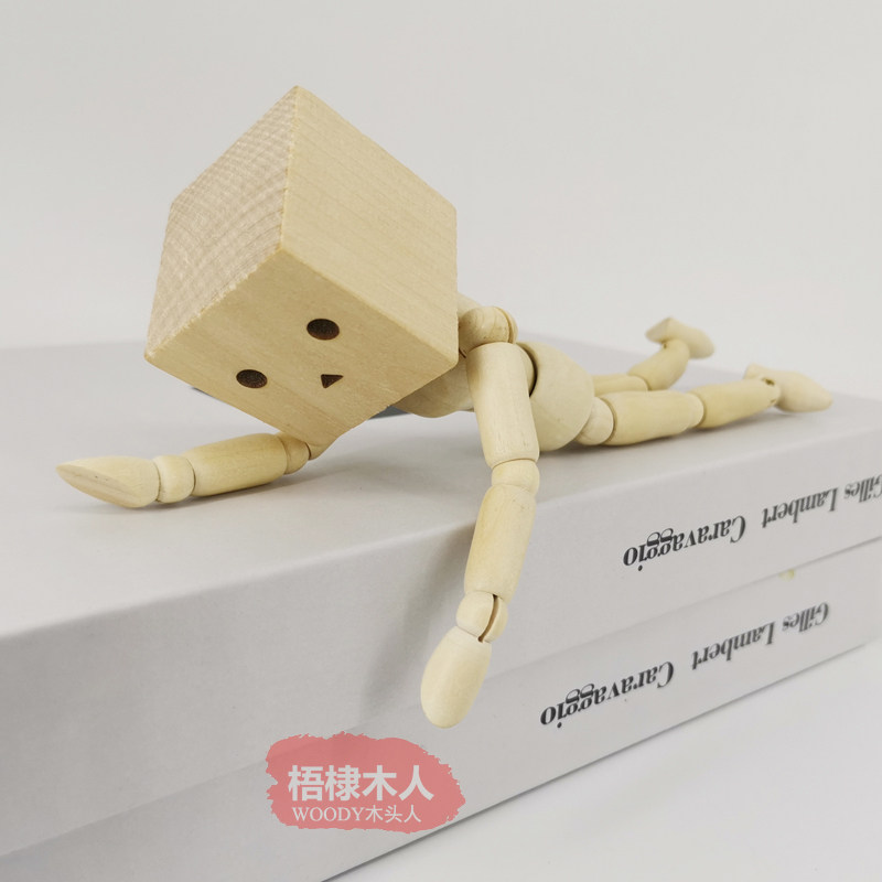 梧棣木人创意治愈系可爱木头人阿楞可活动可爱表情方头木偶人阿楞