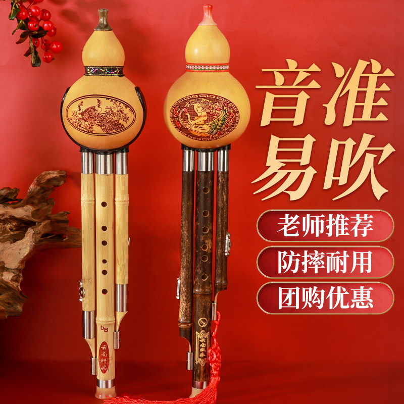 葫芦丝乐器初学者C调降B调D调F演奏防摔儿童小学生成人专用葫芦丝