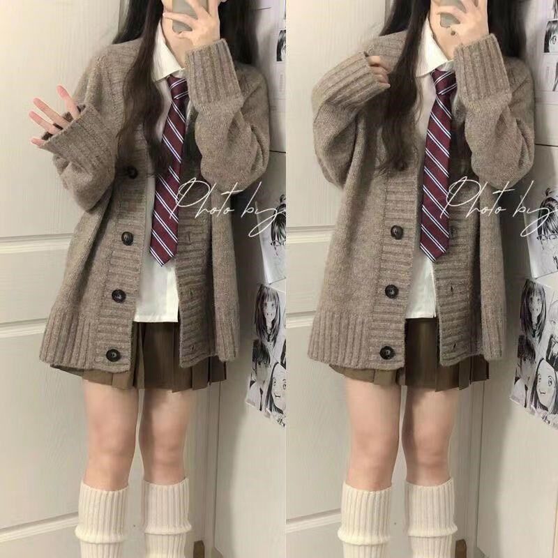 女童jk裙套装春秋2025新款12岁13中大童学生洋气小个子毛衣三件套
