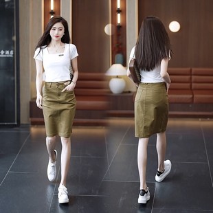 夏季薄款高腰a字一步裙显瘦牛仔半身裙女2024新款女士休闲半裙子