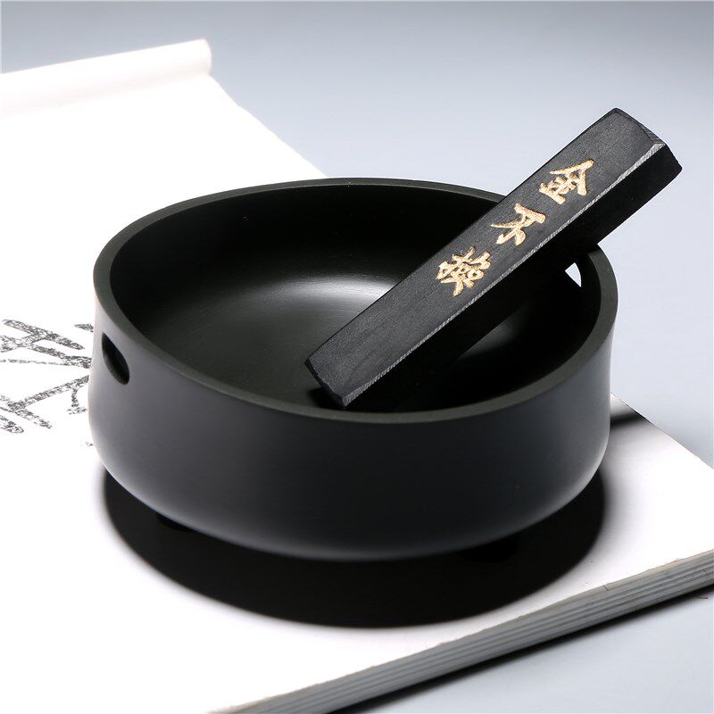 墨韵 歙砚墨海水盂水滴 手工原石雕刻精品文房雅器书法国画端砚