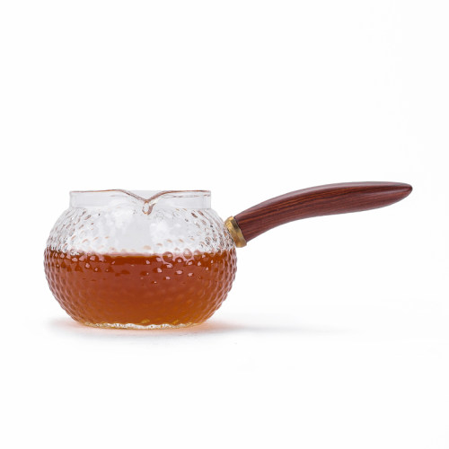 晟窑 耐热玻璃侧把锤目纹公道杯加厚茶海功夫茶具分茶器茶漏套装