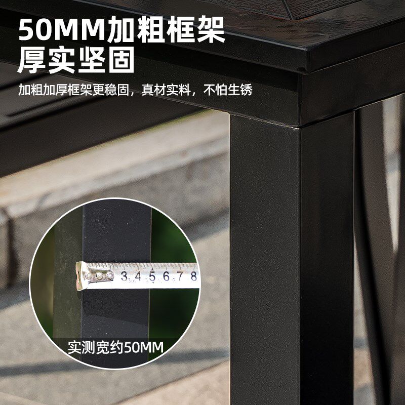户外庭院塑木单桌单椅花园休闲防腐桌椅室外露天露台别墅伸缩长桌