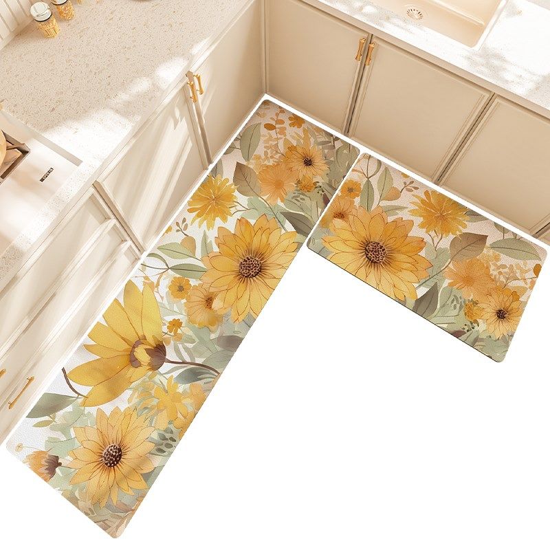 大江厨房地垫防油防水防滑可擦免洗脚垫家用皮革耐脏加厚地毯花朵,居家布艺,厨房地垫,淘宝优惠券,粉丝福利购,淘宝优惠卷