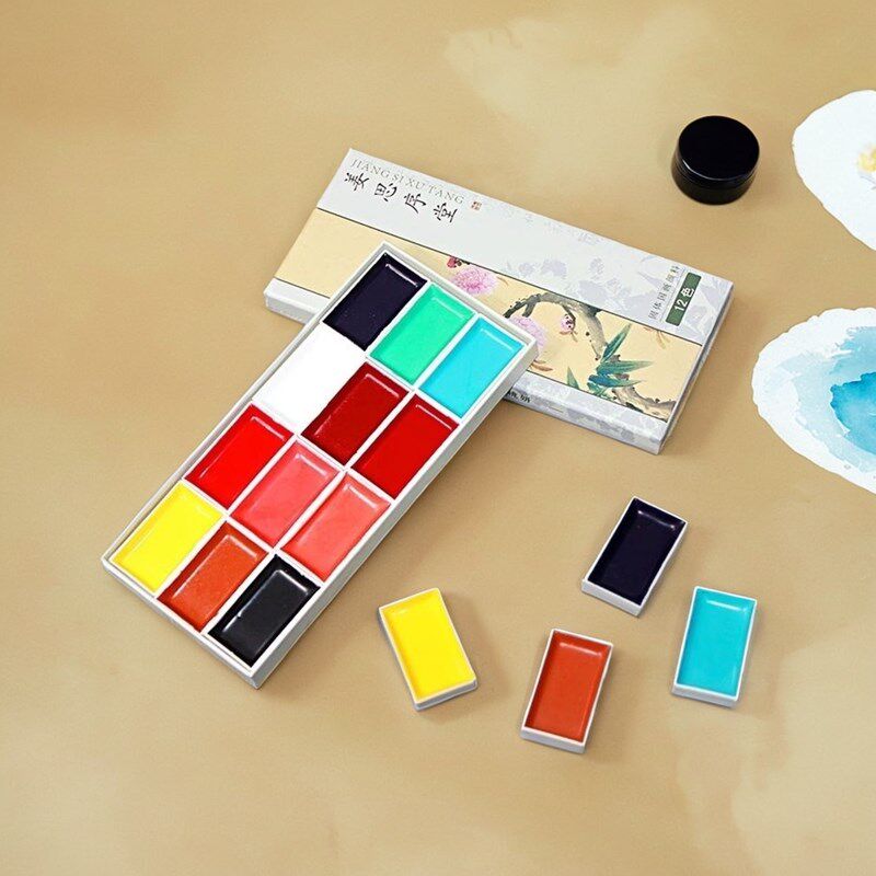 姜思序堂国画颜色12色固体颜料套装工笔写意水彩画插画作品用颜料,文具电教/文化用品/商务用品,国画颜料,淘宝优惠券,粉丝福利购,淘宝优惠卷