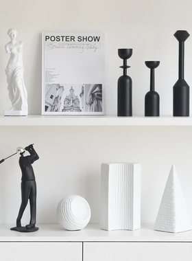 现代极简艺术肌理几何装饰品摆件电视柜书房展厅样板间高级感摆设