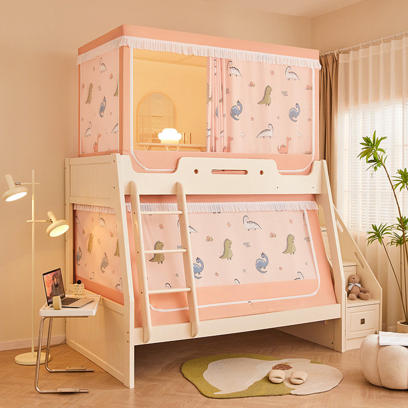 公主风家用子母床蚊帐卡通遮光床帘一体双层上下床梯形1.35米儿童,床上用品,蚊帐,淘宝优惠券,粉丝福利购,淘宝优惠卷