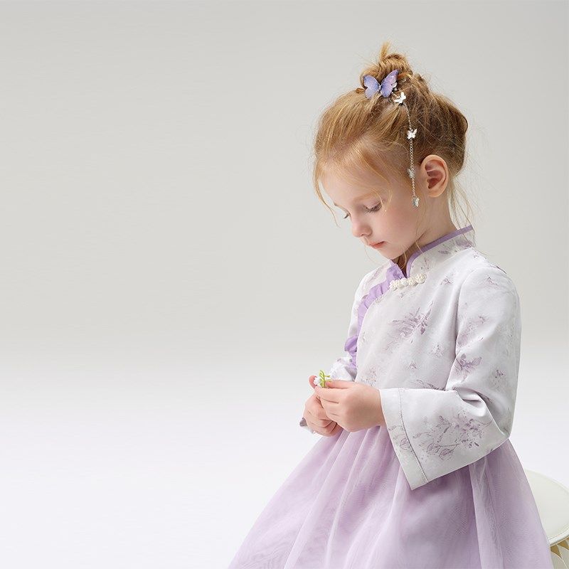 女童国风新中式改良旗袍连衣裙秋季2024新款女宝宝长袖公主裙童装