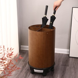 圆形商用雨伞架酒店大堂中式大容量放雨伞收纳架子轻奢木制雨伞桶