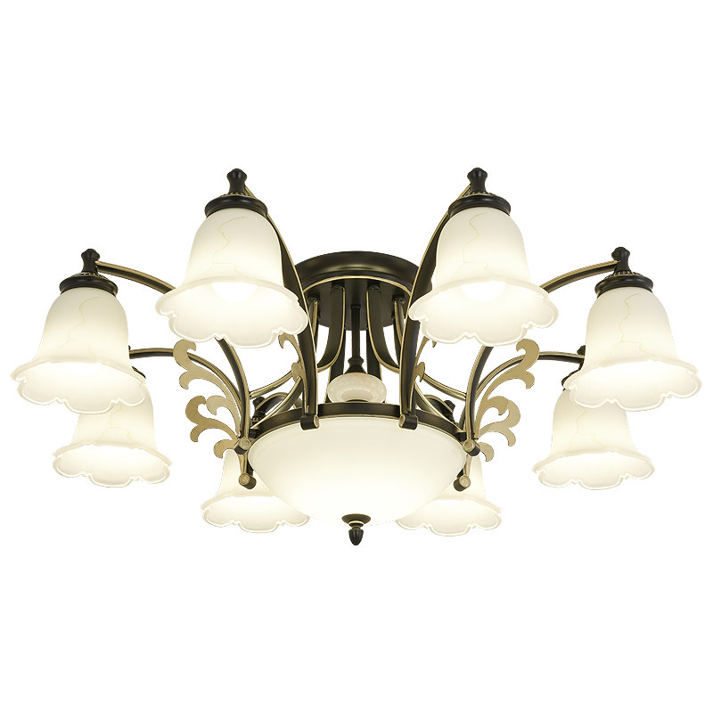 2021新款美式吊灯复古风格灯罩朝下极美客厅灯奢华黑色铁艺吸顶灯,家装灯饰光源,客厅吊灯,淘宝优惠券,粉丝福利购,淘宝优惠卷