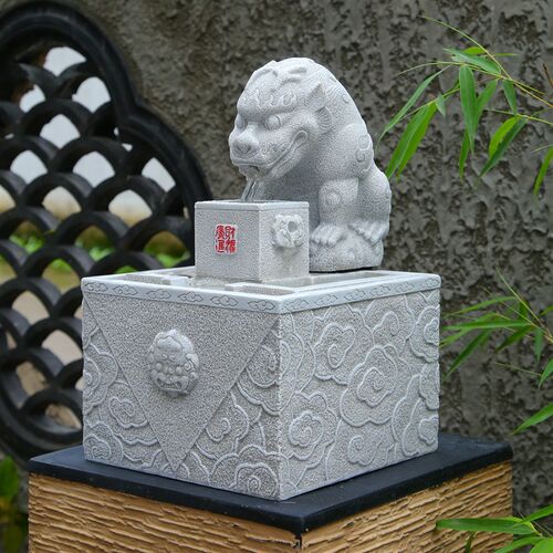 新中式流水摆件循环水吸水兽招财客厅办公室桌面装饰高档开业礼物