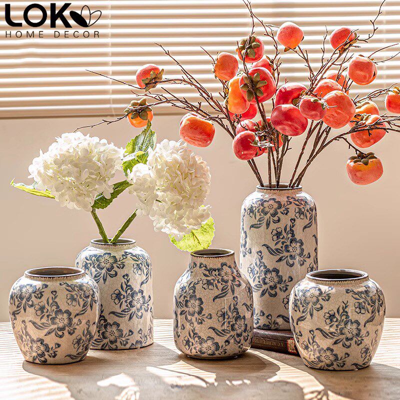 青花瓷花瓶景德镇陶瓷轻奢高级感复古客厅新中式装饰插花花瓶摆件