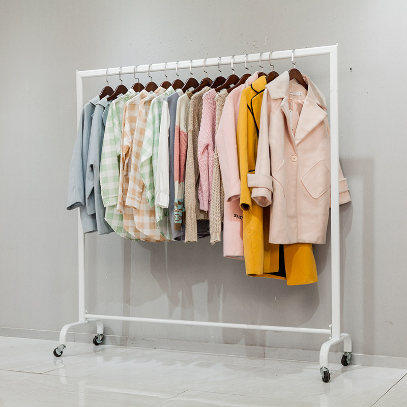 铁艺服装架服装店衣架展示架落地式女装陈列中岛架挂衣服架子带轮