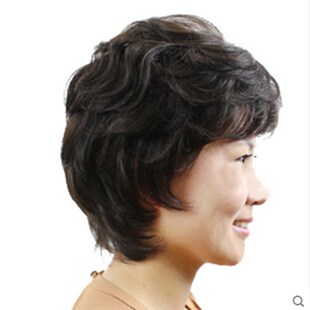 假发女短发中老年蓬松自然送妈妈假发短卷发真人发丝化疗假发头套