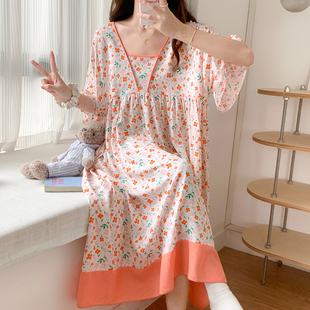 2023新款胖mm大码睡裙夏季女200斤睡衣纯棉绸胖女孩连衣裙子夏天