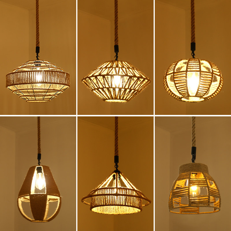 麻绳吊灯复古工业风创意美式乡村餐厅服装咖啡店清吧酒吧吧台吊灯,家装灯饰光源,客厅吊灯,淘宝优惠券,粉丝福利购,淘宝优惠卷
