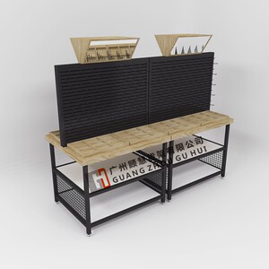 新款架子伶俐饰品货架母婴黑色网格货架精品钢木展架多功能展示架