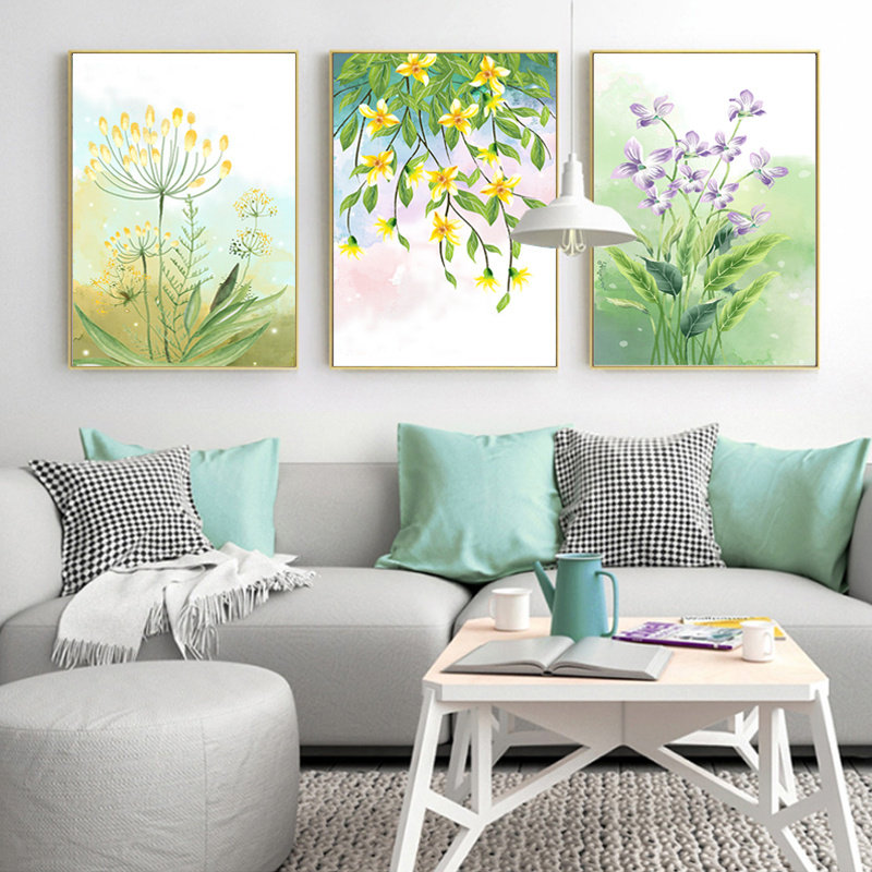 定制北欧绿植花卉装饰贴画微喷打印素雅水彩客厅餐厅自粘挂画画芯,家居饰品,现代装饰画,淘宝优惠券,粉丝福利购,淘宝优惠卷