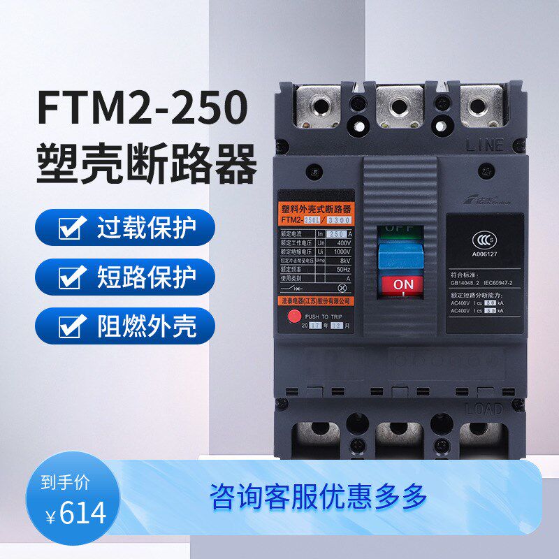 法泰电器FTM2-250C 型塑料外壳式断路器热磁式塑壳热保护家用电闸