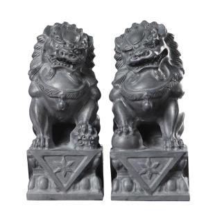 石雕石狮子一对看门石头青石小号摆件家用大门口门前庭院中式原石