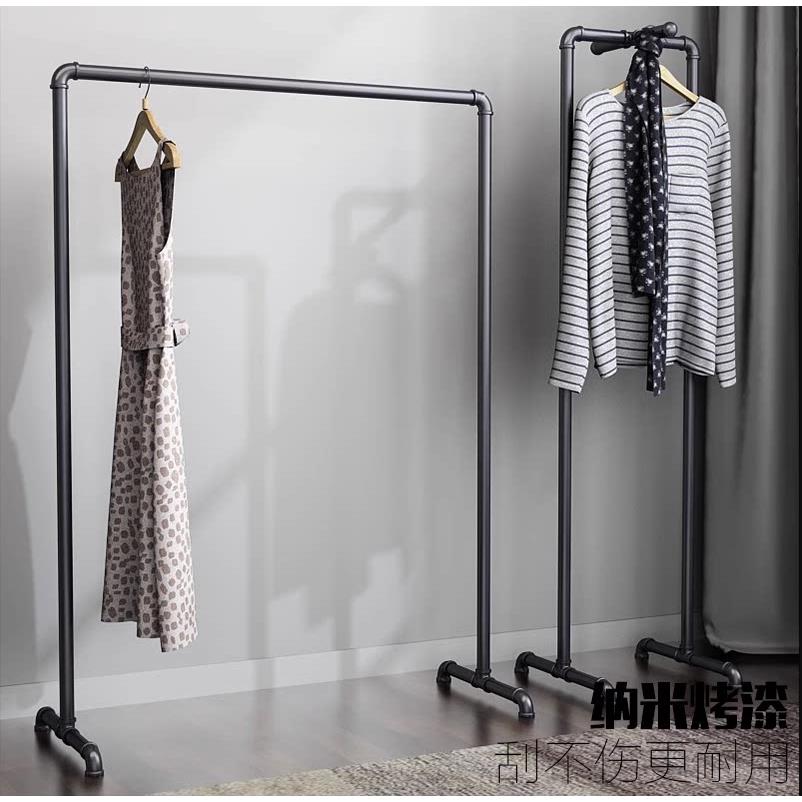 覆古铁艺落地式挂衣架男女展示架金属陈列架衣服挂架水管服装架
