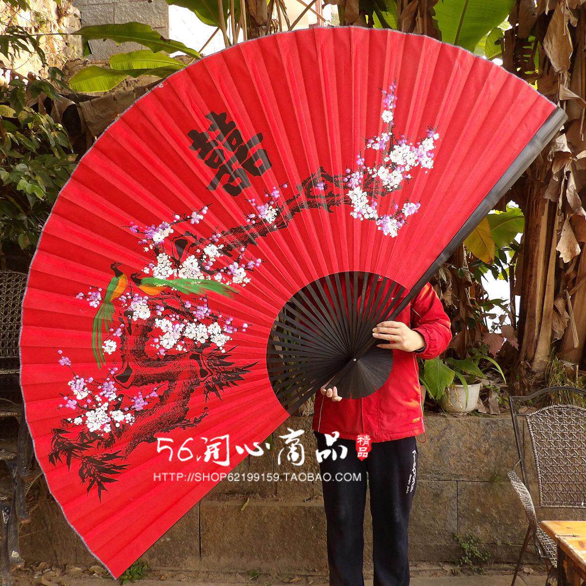 超大挂扇装饰扇中国风装饰工艺绢布大折扇子照相馆道具婚庆摄影喜