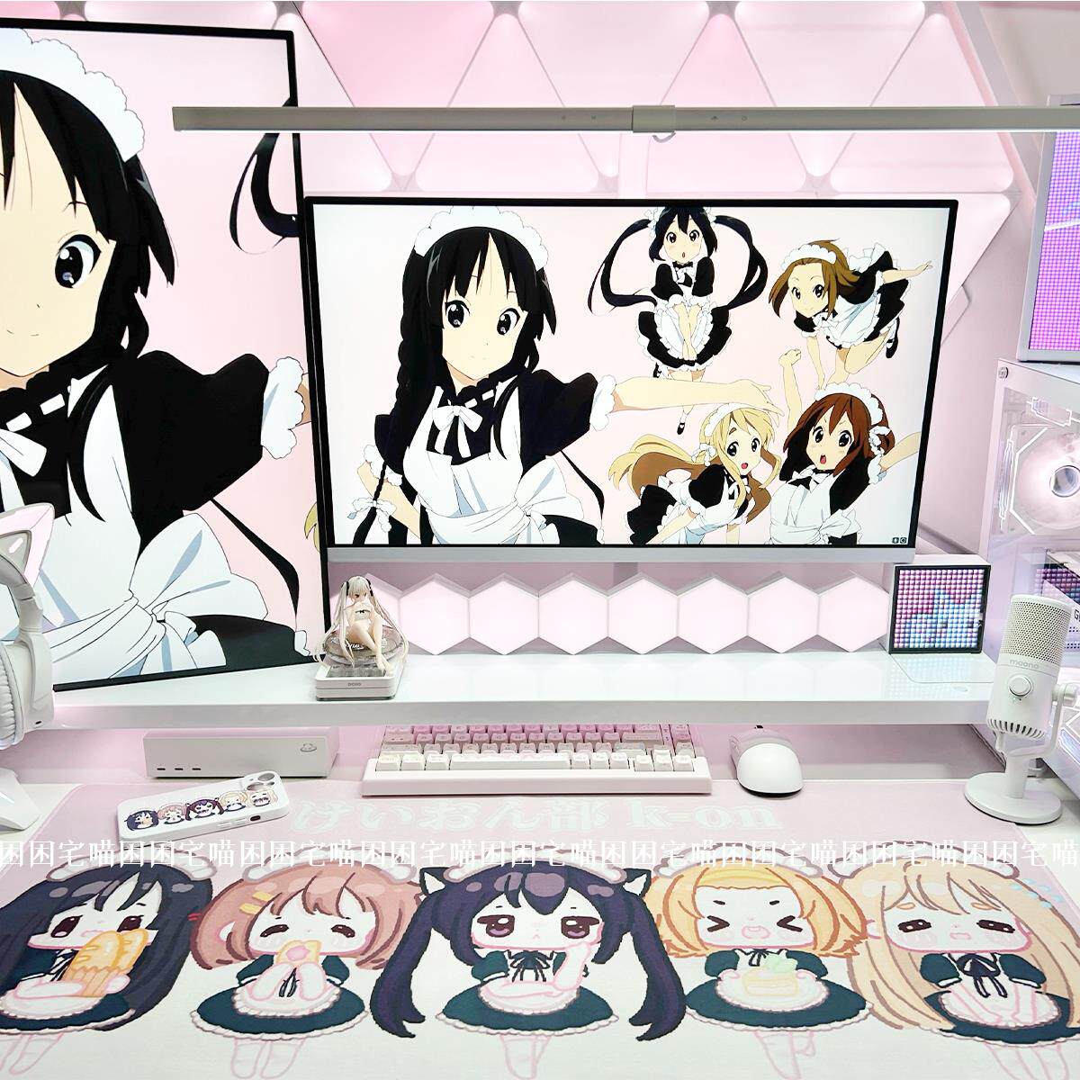 困困宅喵 原创轻音少女二次元防水防滑超大张滑鼠垫加厚桌垫