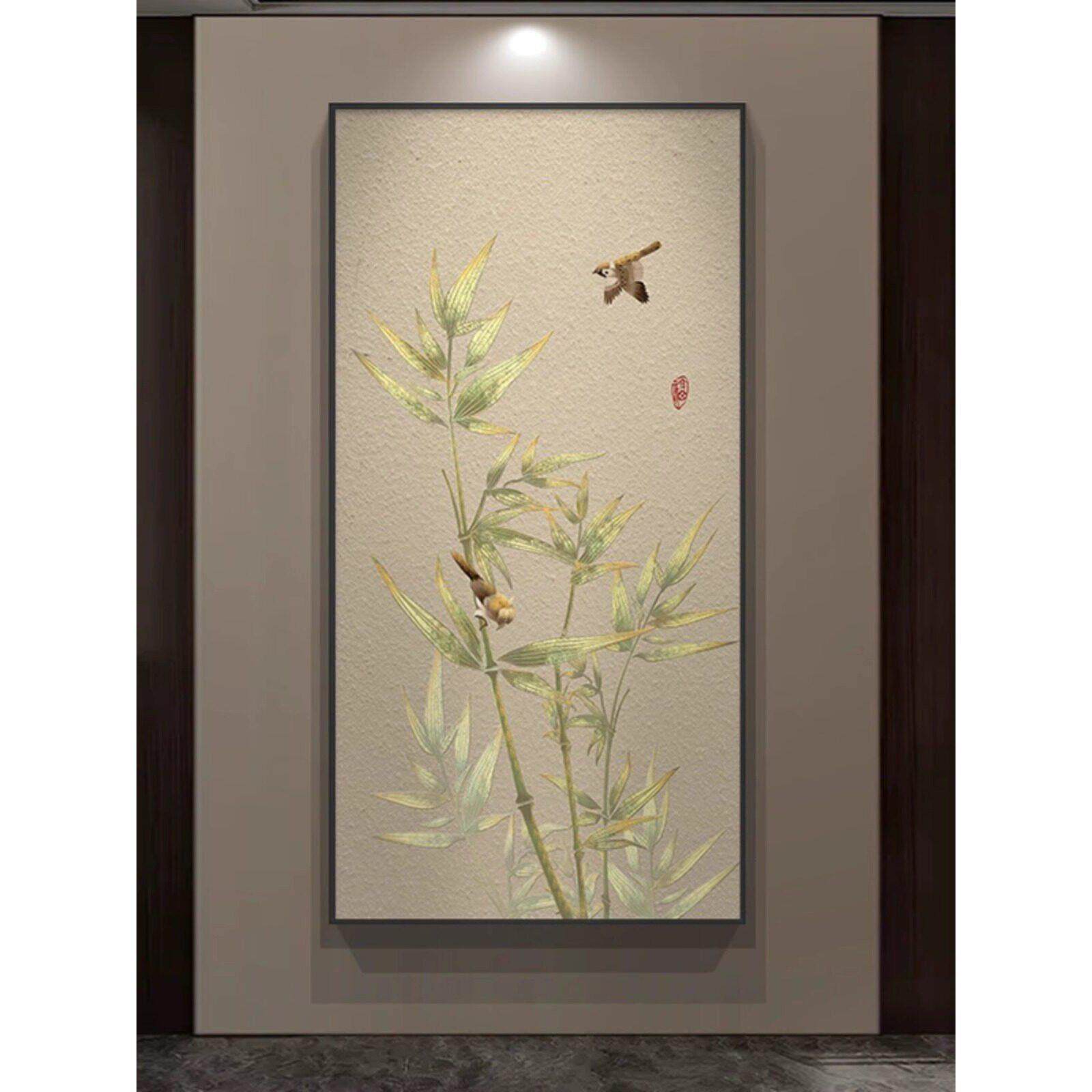 新中式玄关走廊过道装饰画竹子画节节高升壁画客厅沙发背景墙挂画
