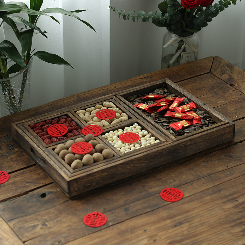 结婚喜盘中式托盘长方形红色盘敬酒陪嫁木质敬茶盘干果盘围炉煮茶,餐饮具,盘,淘宝优惠券,粉丝福利购,淘宝优惠卷