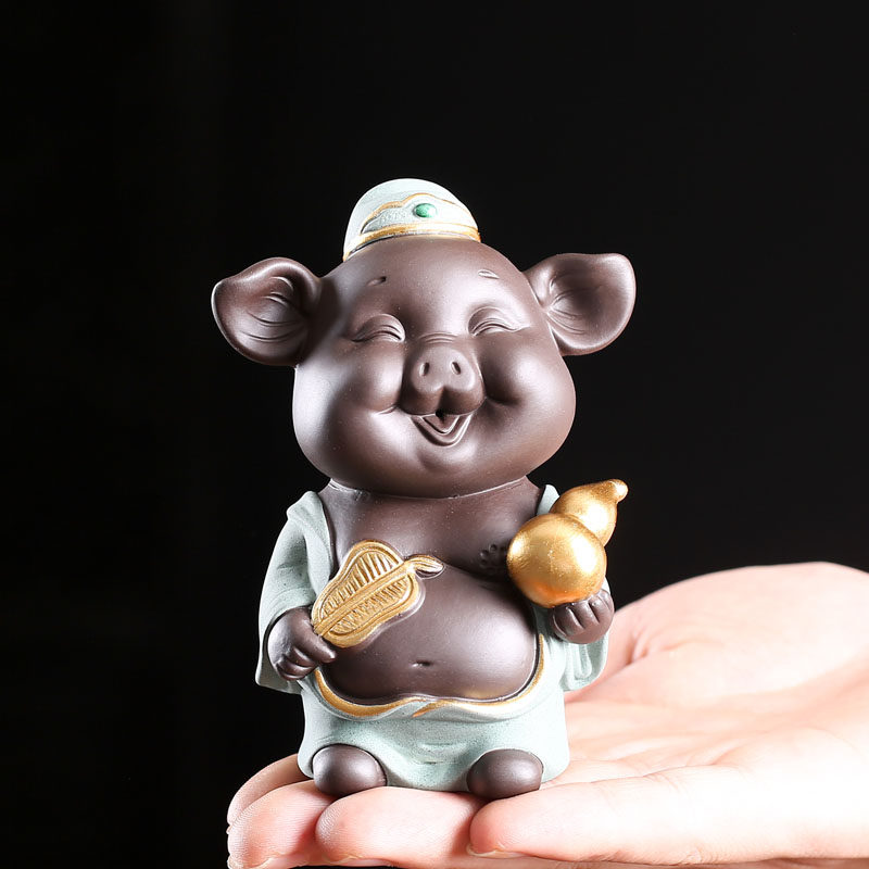五福猪茶宠摆件可养精品茶台茶盘茶具宠物茶道配件饰品紫砂工艺品,餐饮具,茶宠摆件,淘宝优惠券,粉丝福利购,淘宝优惠卷