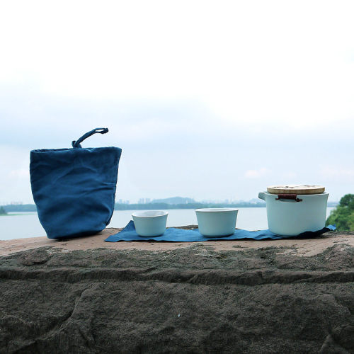 青瓷盖碗套装旅行茶具快客杯中式陶瓷套装便携包户外旅游功夫茶具