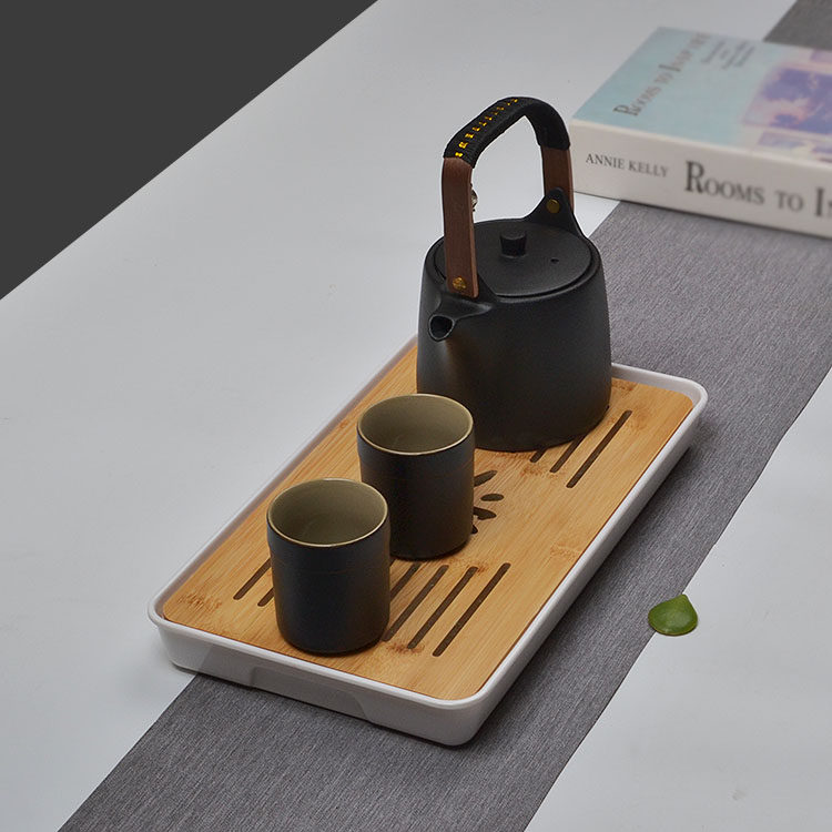 黑陶茶壶单壶大号陶瓷泡茶壶复古提梁壶茶具家用陶瓷四杯茶盘定制