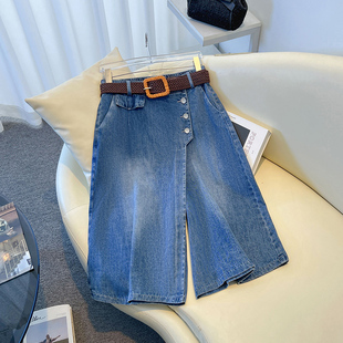牛仔裙裤女夏薄款中长款牛仔裙半身裙2024新款宽松显瘦浅色半裙子