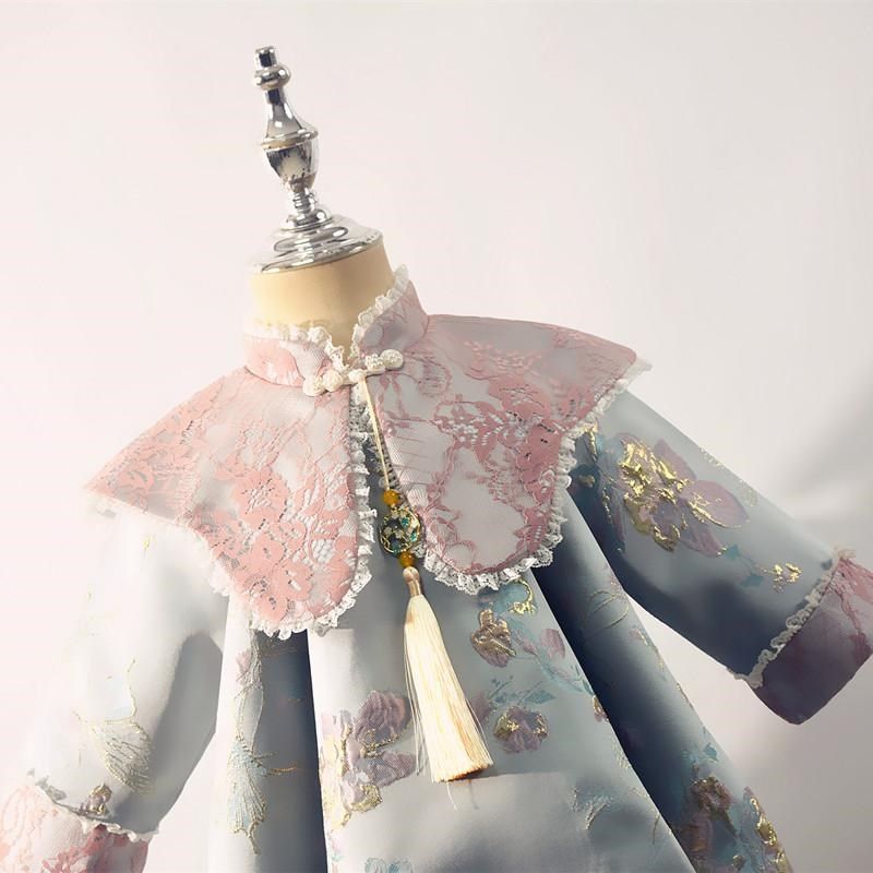 女童旗袍礼服长袖冬季中式国风唐装婴儿抓周生日宴新中式儿童服装