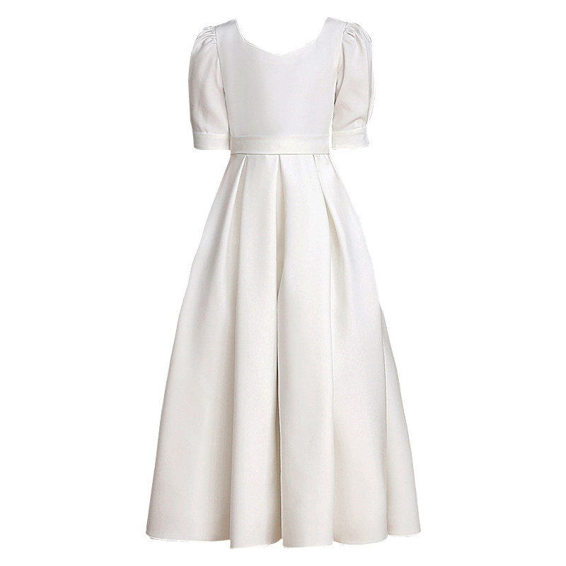 儿童白色钢琴演出服女童乐团合奏礼服中大童小提琴演奏服简约长裙