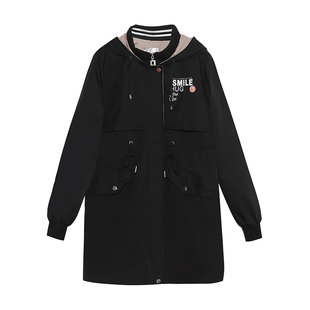 秋冬装中长款收腰风衣少女2021年新款高中学生宽松加大码外套胖MM